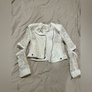 BCBG MAXAZRIA WOMENS LACE JACKET SIZE S WHITE